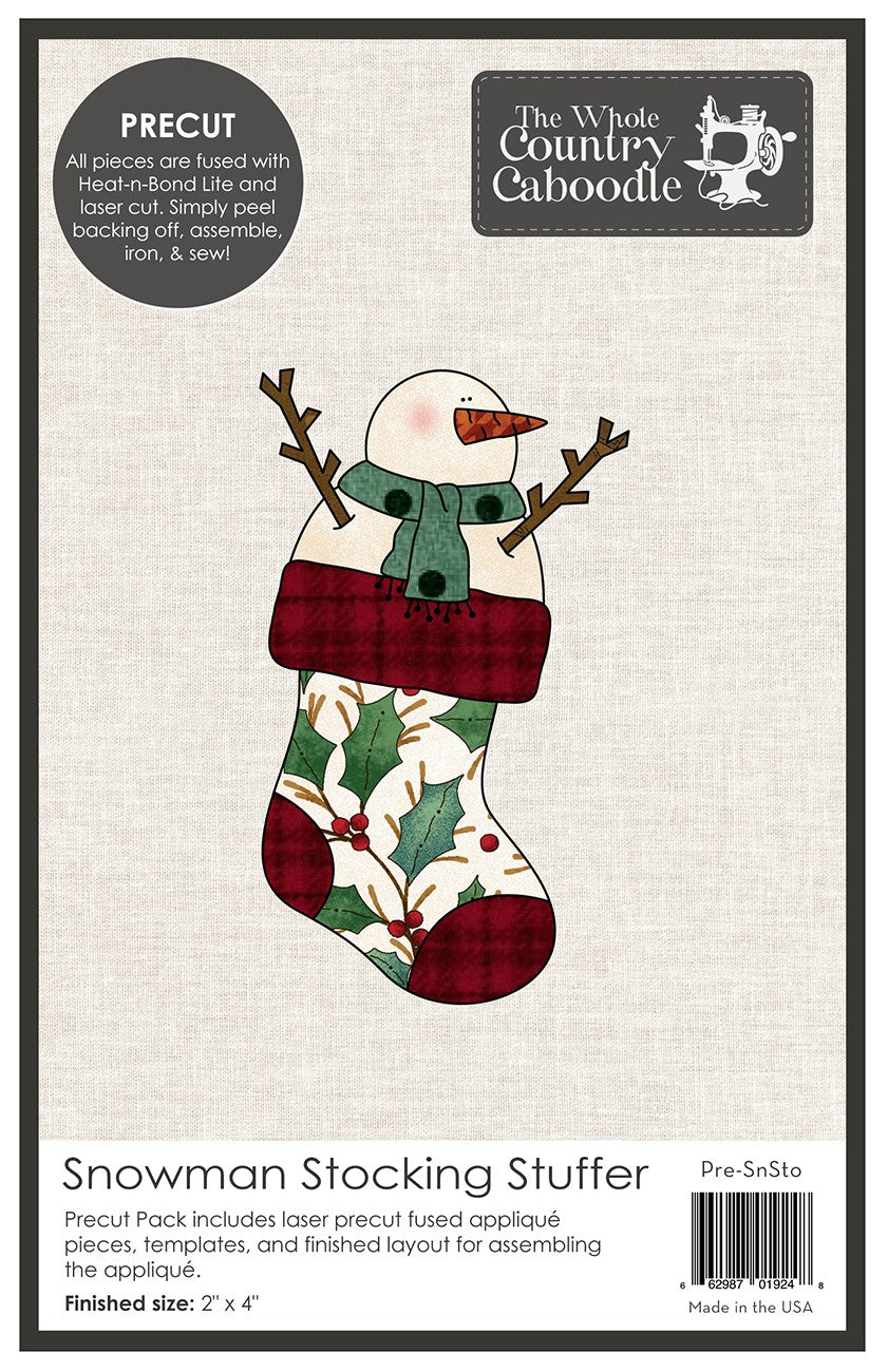 Snowman Stocking Stuffer Laser Precut Fused Applique Pack