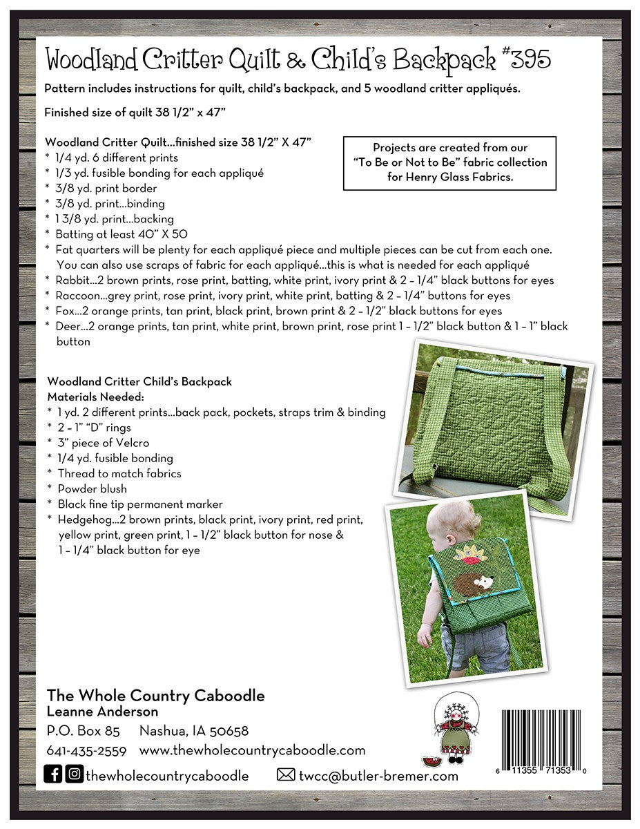 Woodland Critter Quilt & Child's Backpack