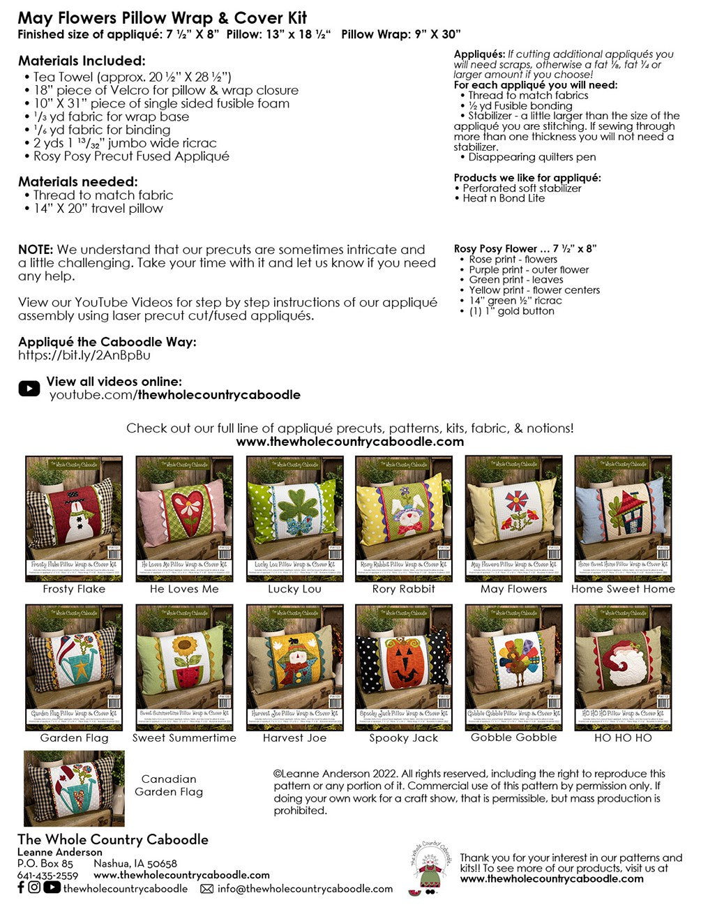 May Flowers Pillow Wrap & Cover Kit