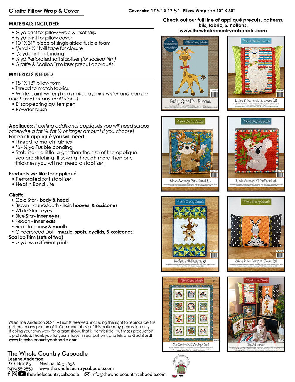 Giraffe Pillow Wrap & Cover Kit