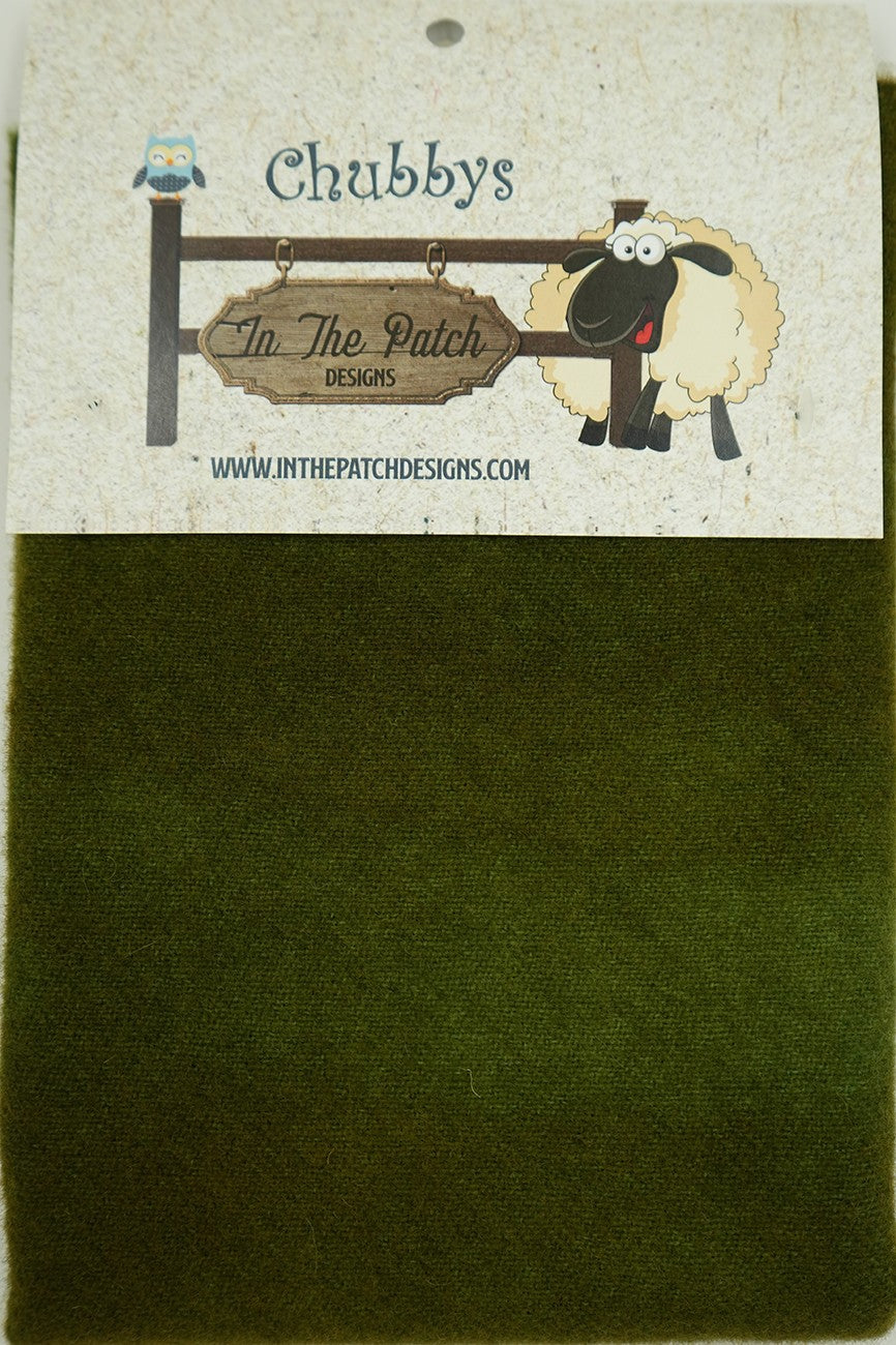 Wool Chubbys 16in Felted Square Olive Solid