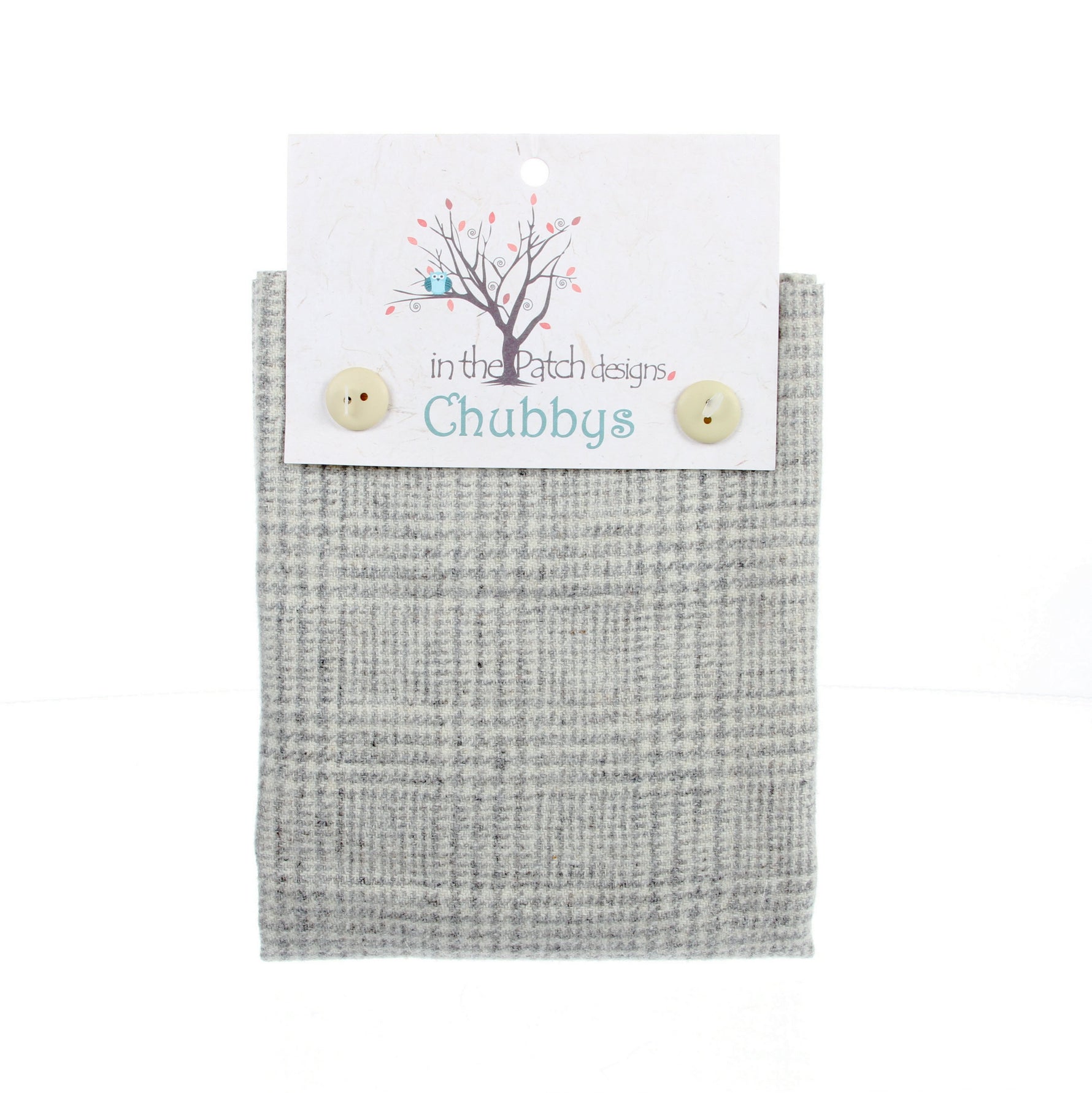 Wool Chubbys 16in Felted Square Grey Dan's Plaid