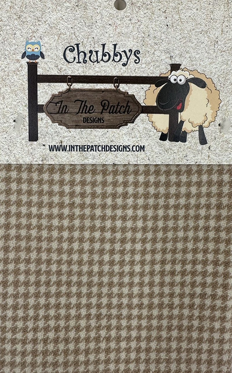 Wool Chubbys 16in Felted Square Houndstooth Tan