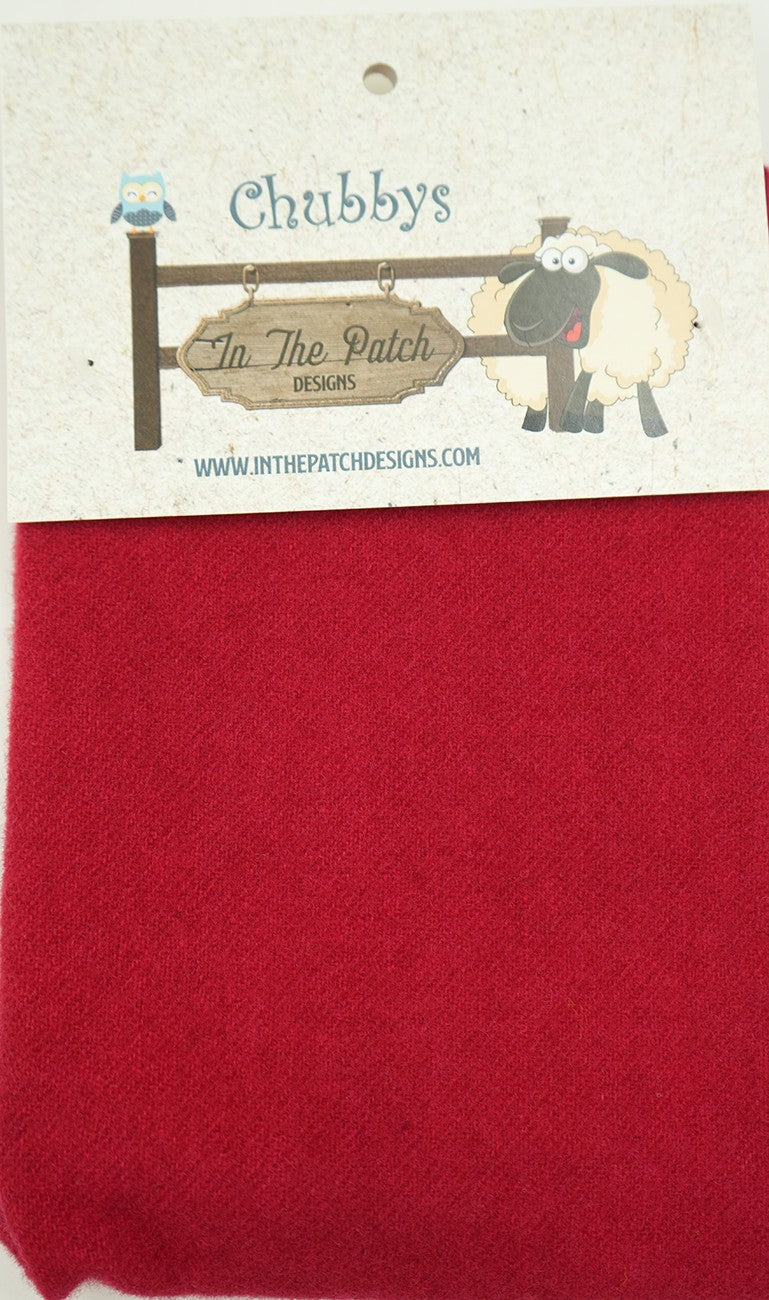 Wool Chubbys 16in Felted Square Christmas Red Ivory Solid