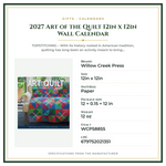 Product Specifications – 2027 Art of the Quilt 12in x 12in Wall Calendar