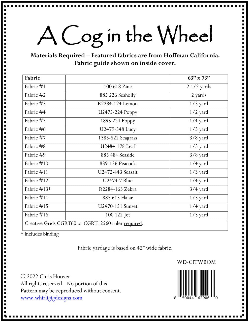 A Cog In The Wheel Block of The Month