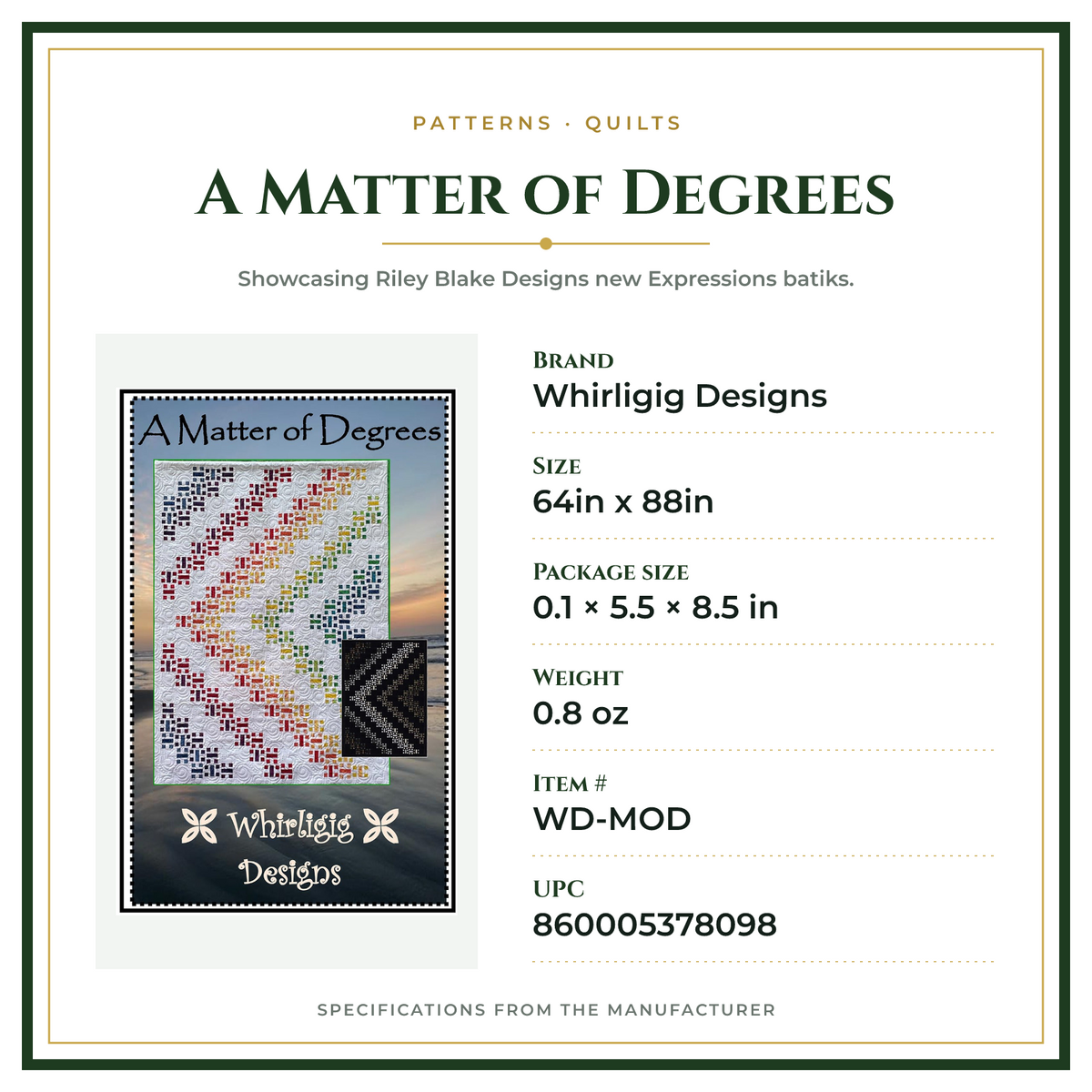 Product Specifications – A Matter of Degrees