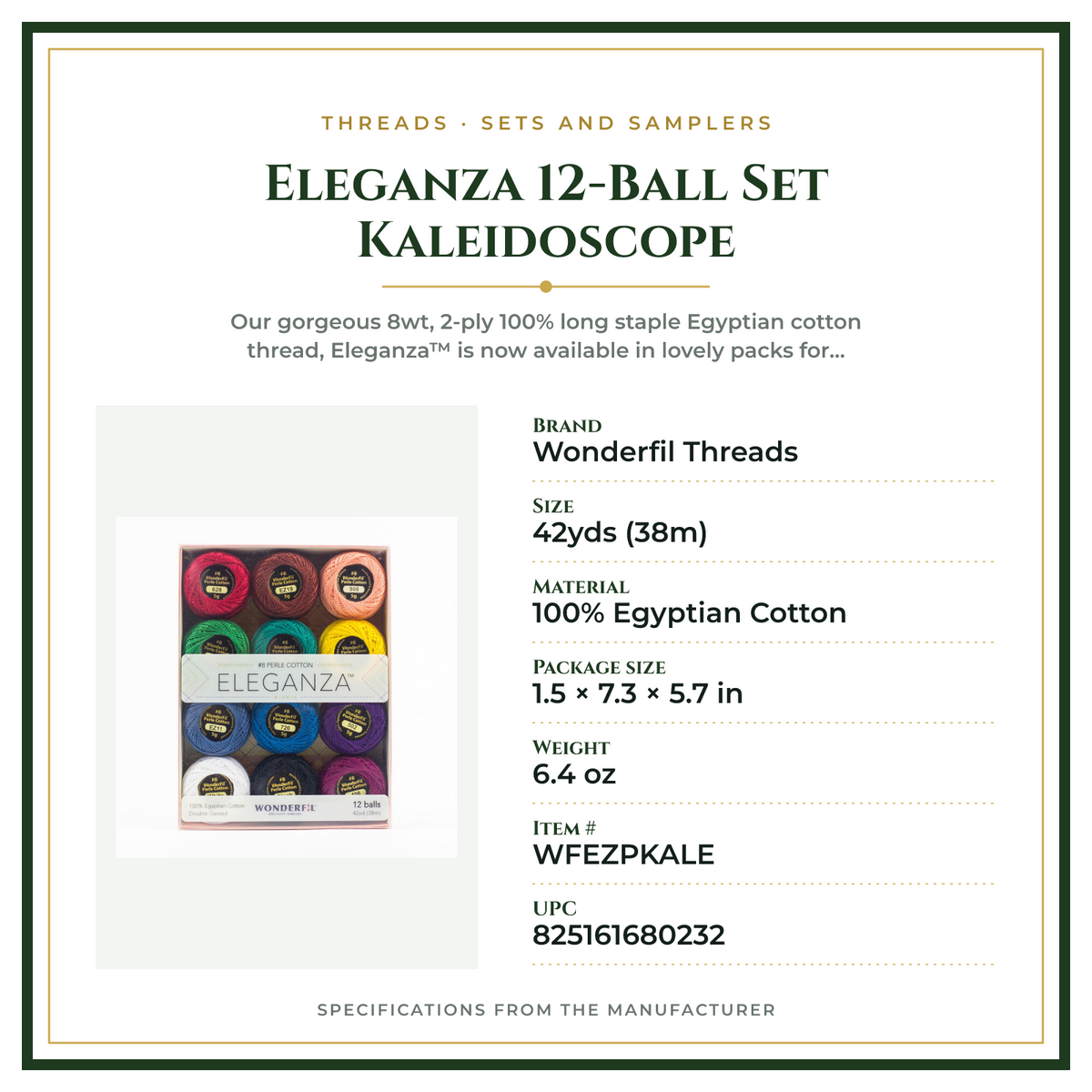 Product Specifications – Eleganza 12-Ball Set Kaleidoscope