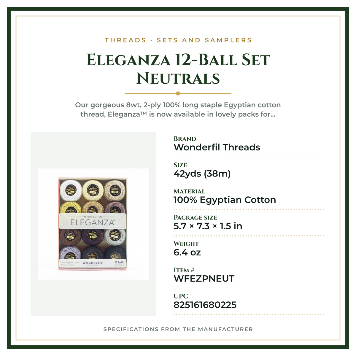 Product Specifications – Eleganza 12-Ball Set Neutrals