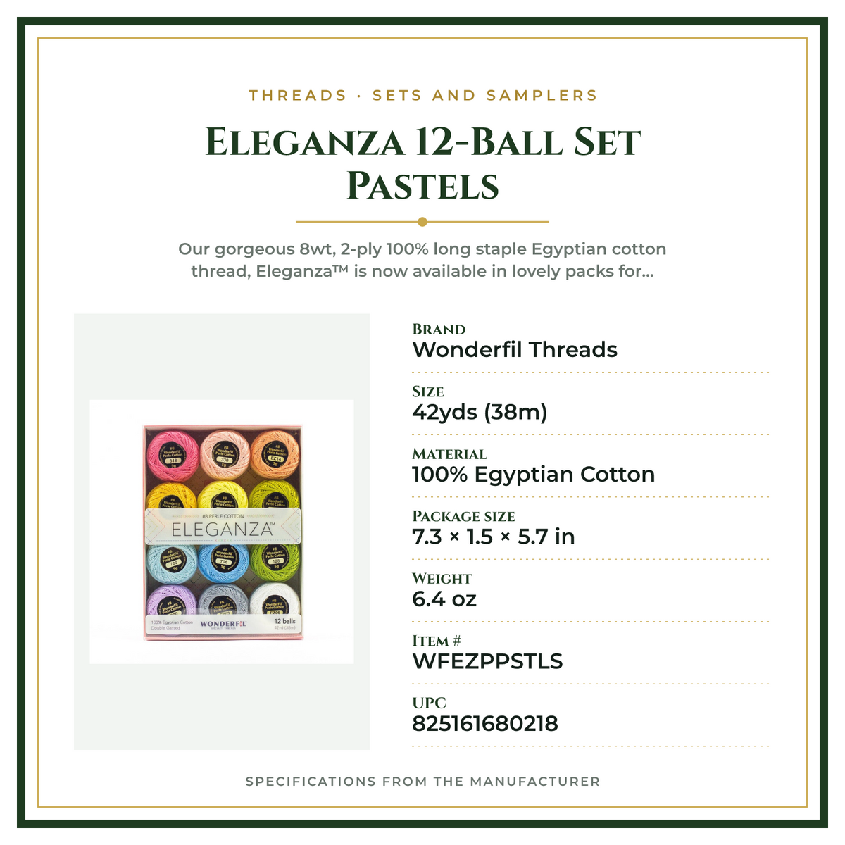 Product Specifications – Eleganza 12-Ball Set Pastels