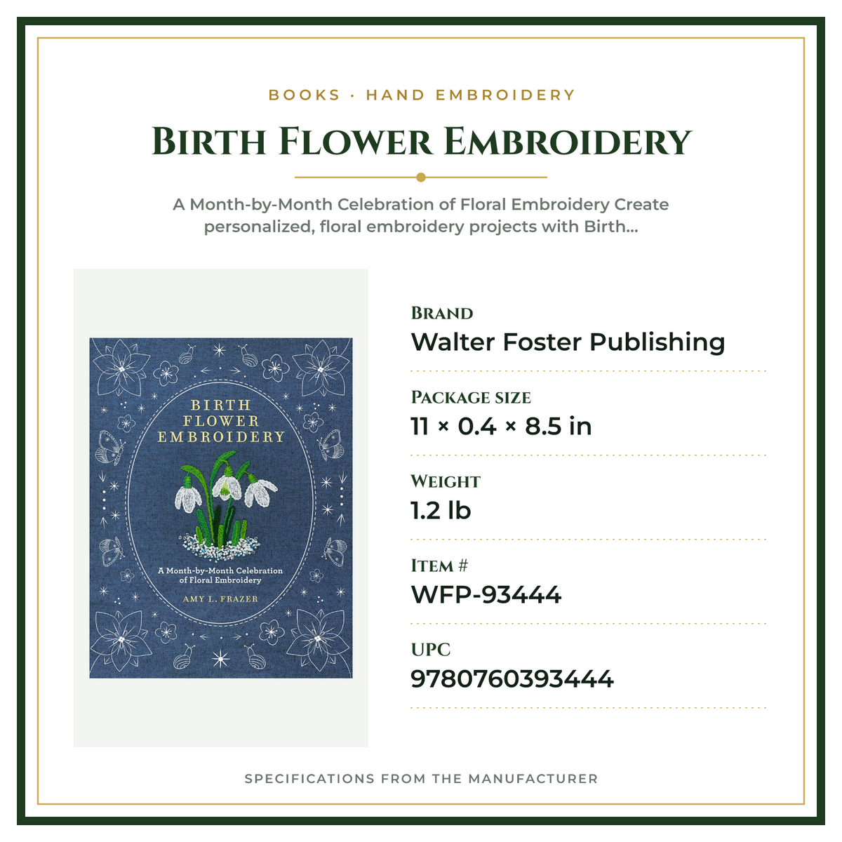 Product Specifications – Birth Flower Embroidery