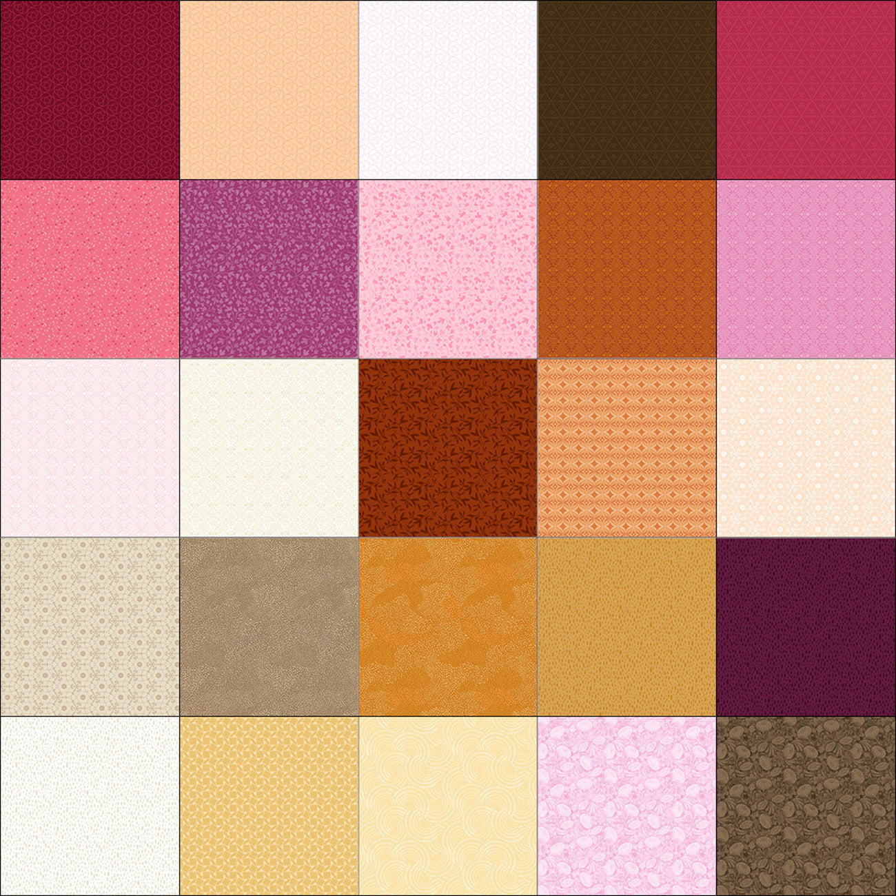 Fat Quarter Whimsy 2 Warm, 25pcs/bundle
