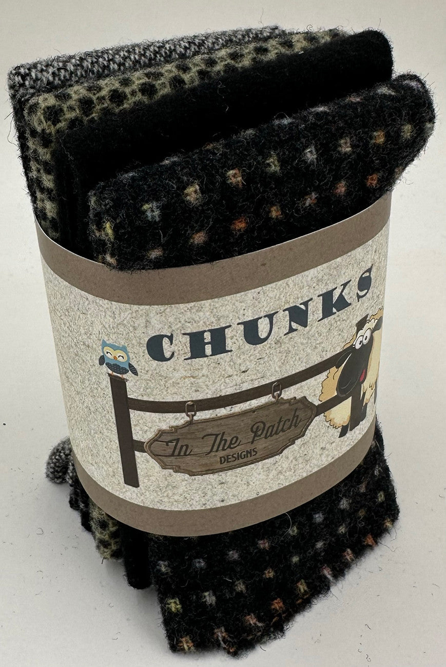 Natural Black Wool Chunks 5pc 9inx  10in