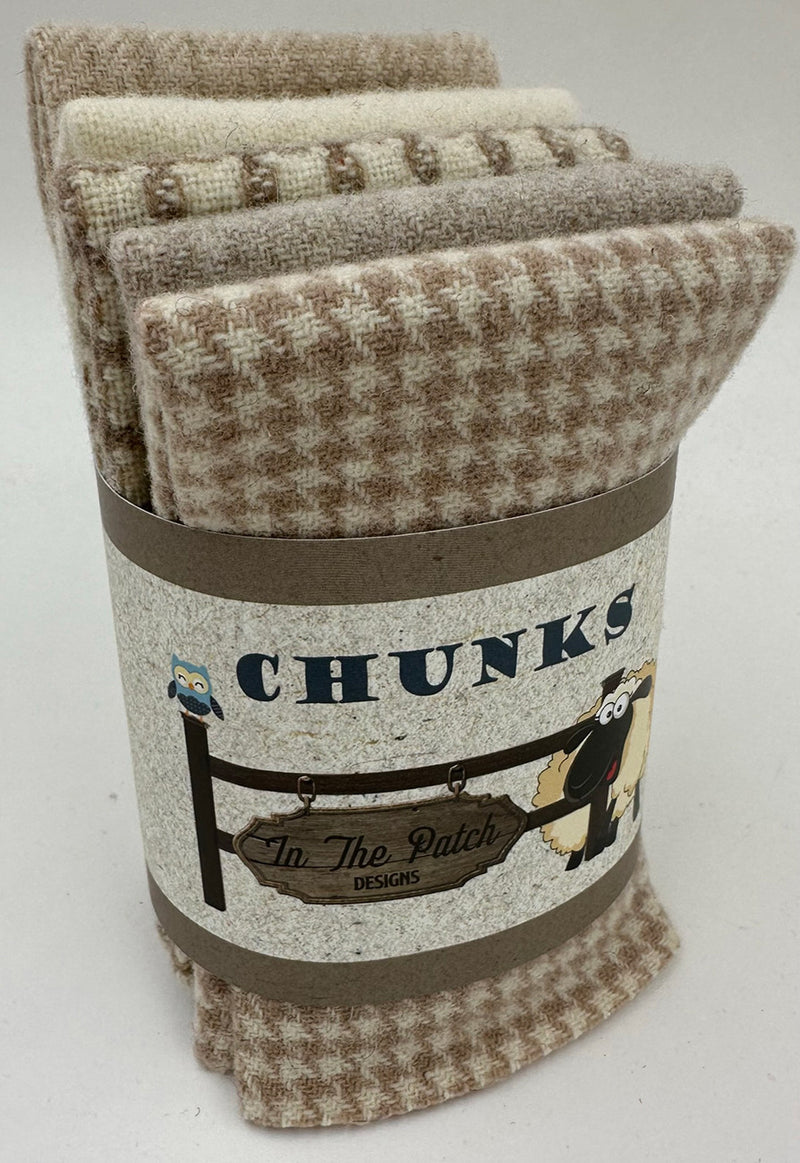 Felted Tans Wool Chunks 5pc 9in x 10in