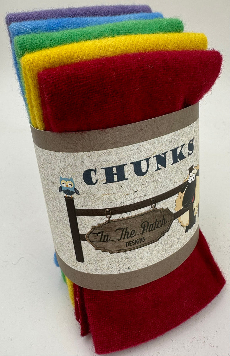 Rainbow Wool Chunks 5pc 9in x 10in