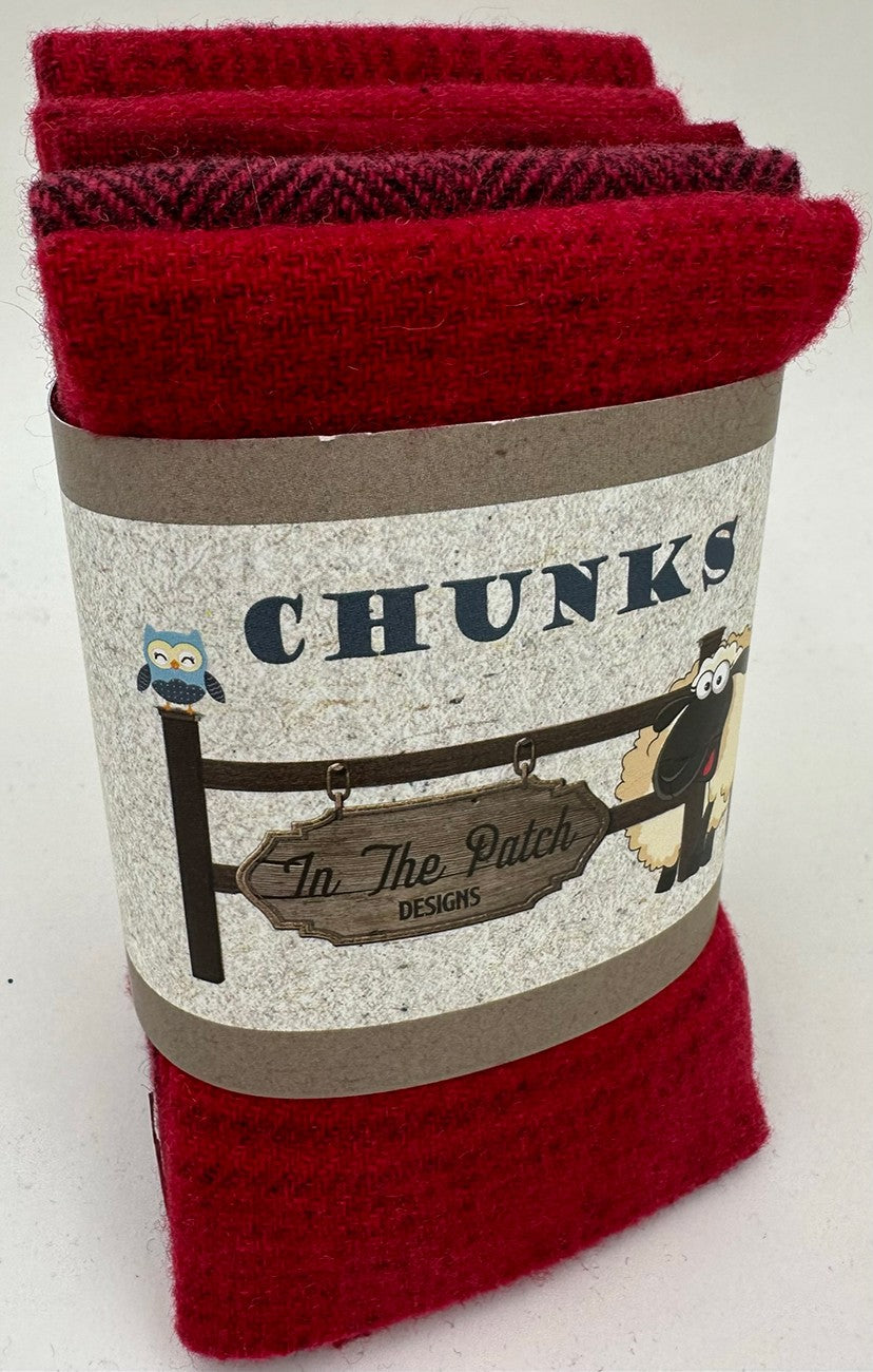 Red Wool Chunks 5pc 9in x 10in