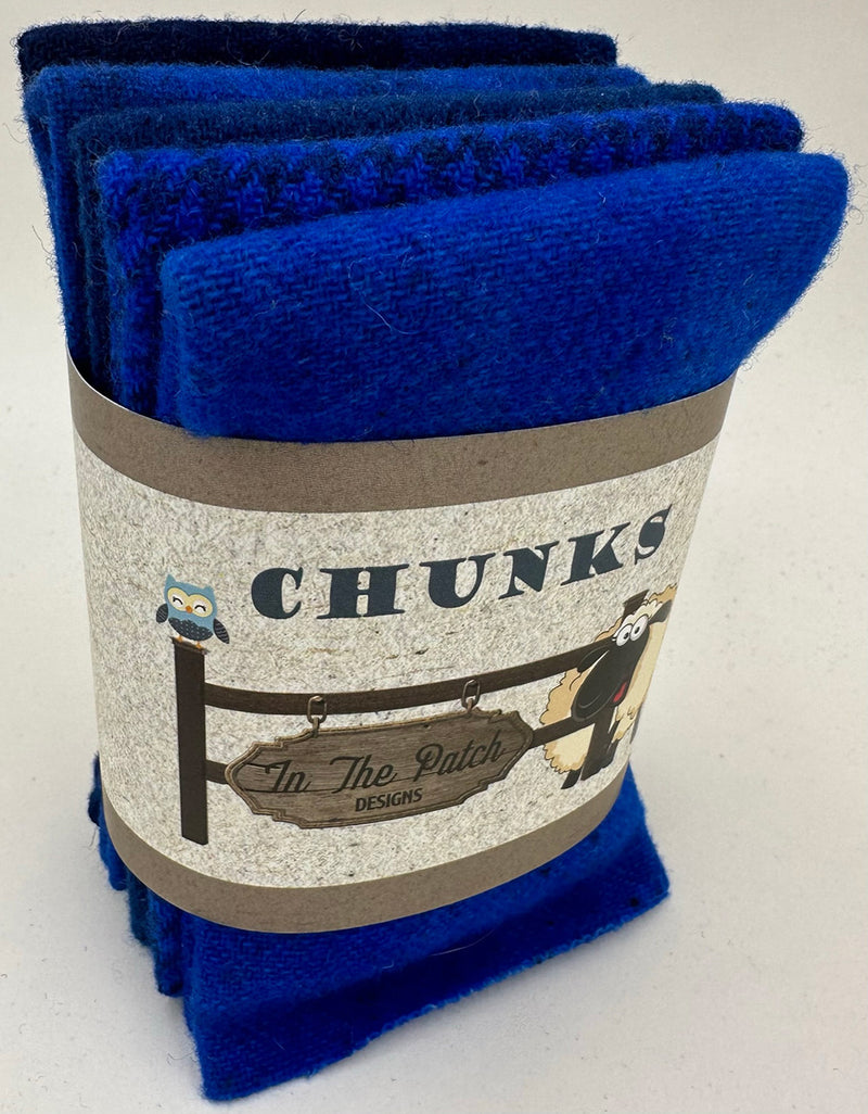 Blue Wool Chunks 5pc 9in x 10in