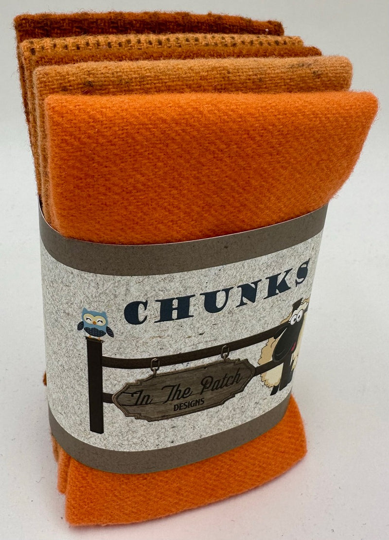 Orange Wool Chunks 5pc 9in x 10in