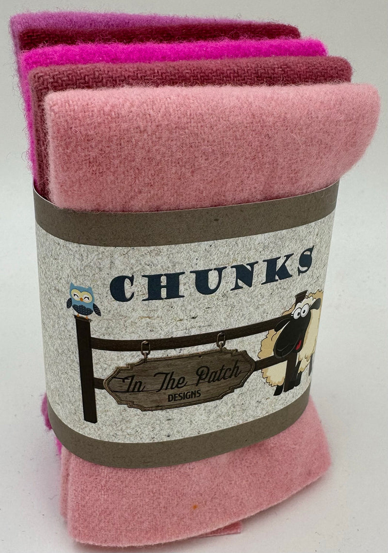Pink Wool Chunks 5pc 9in x 10in
