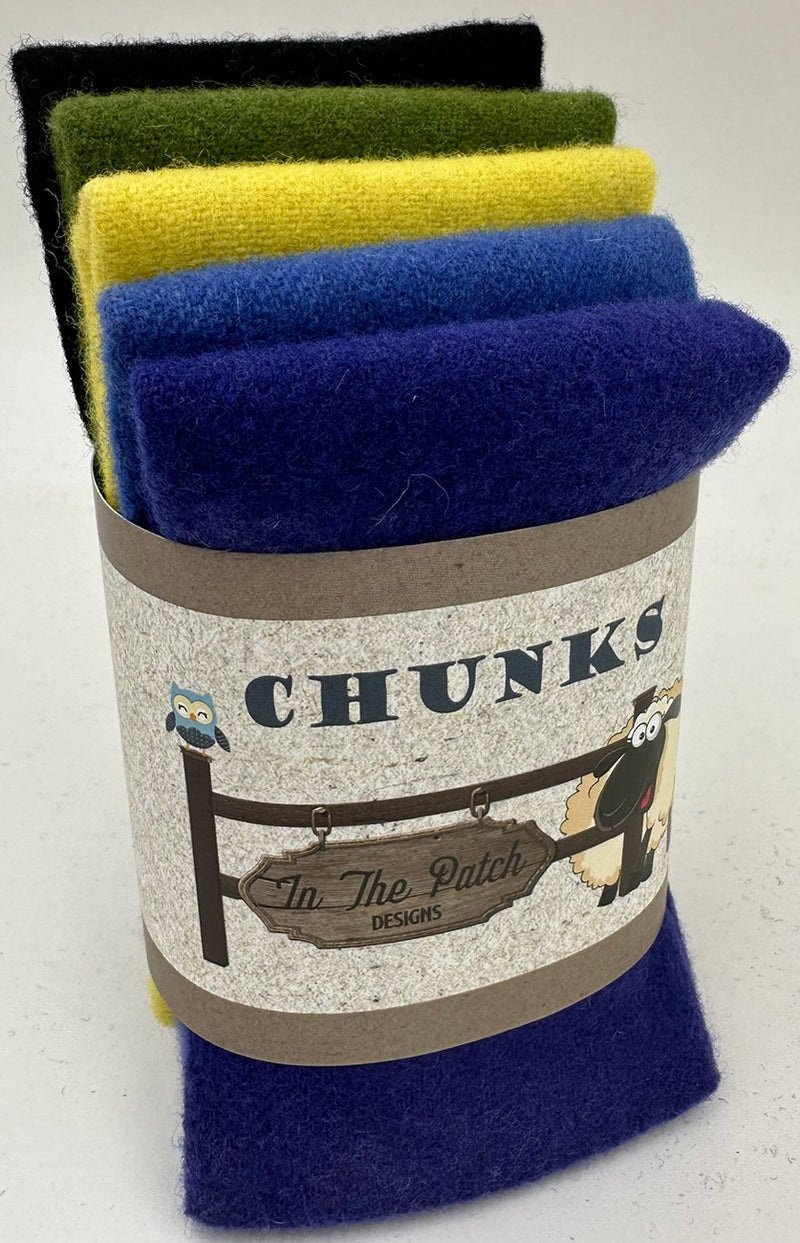 Pansies Wool Chunks 5pc 9in x 10in