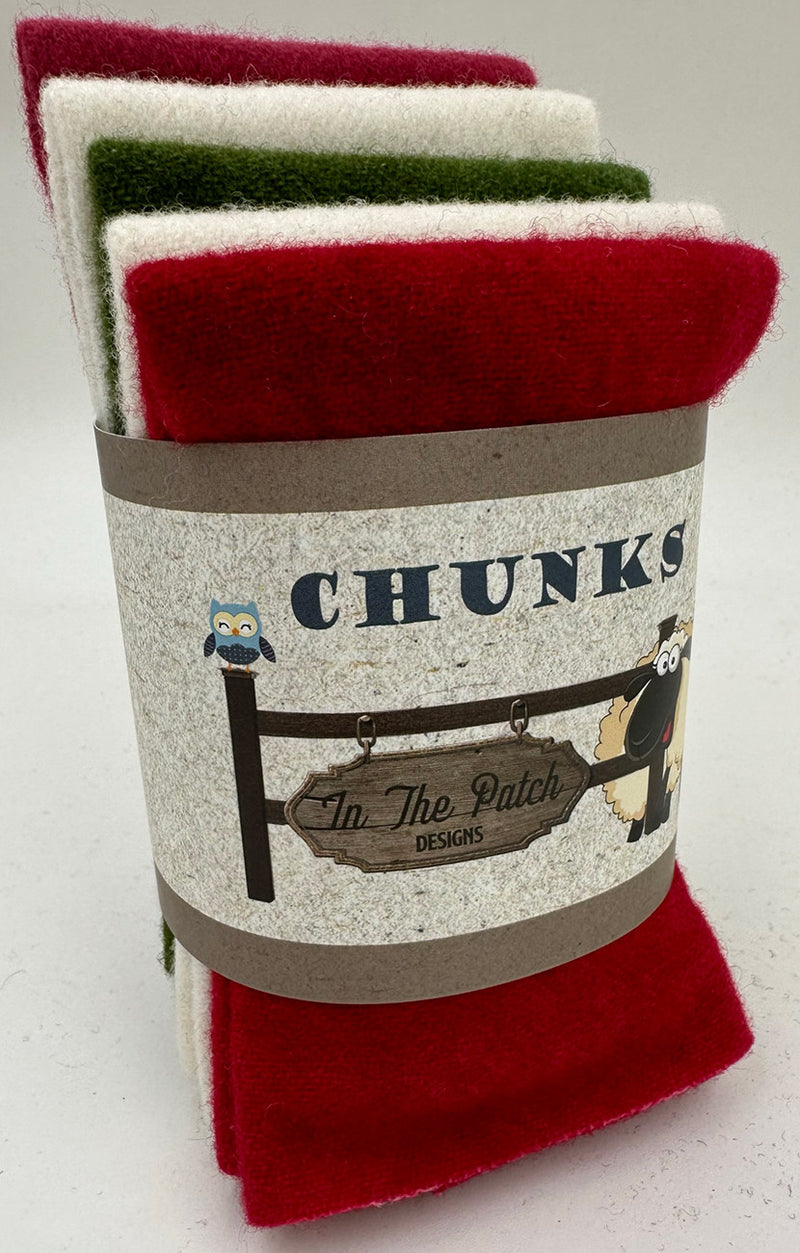 Candy Cane Wool Chunks 5pc 9in x 10in