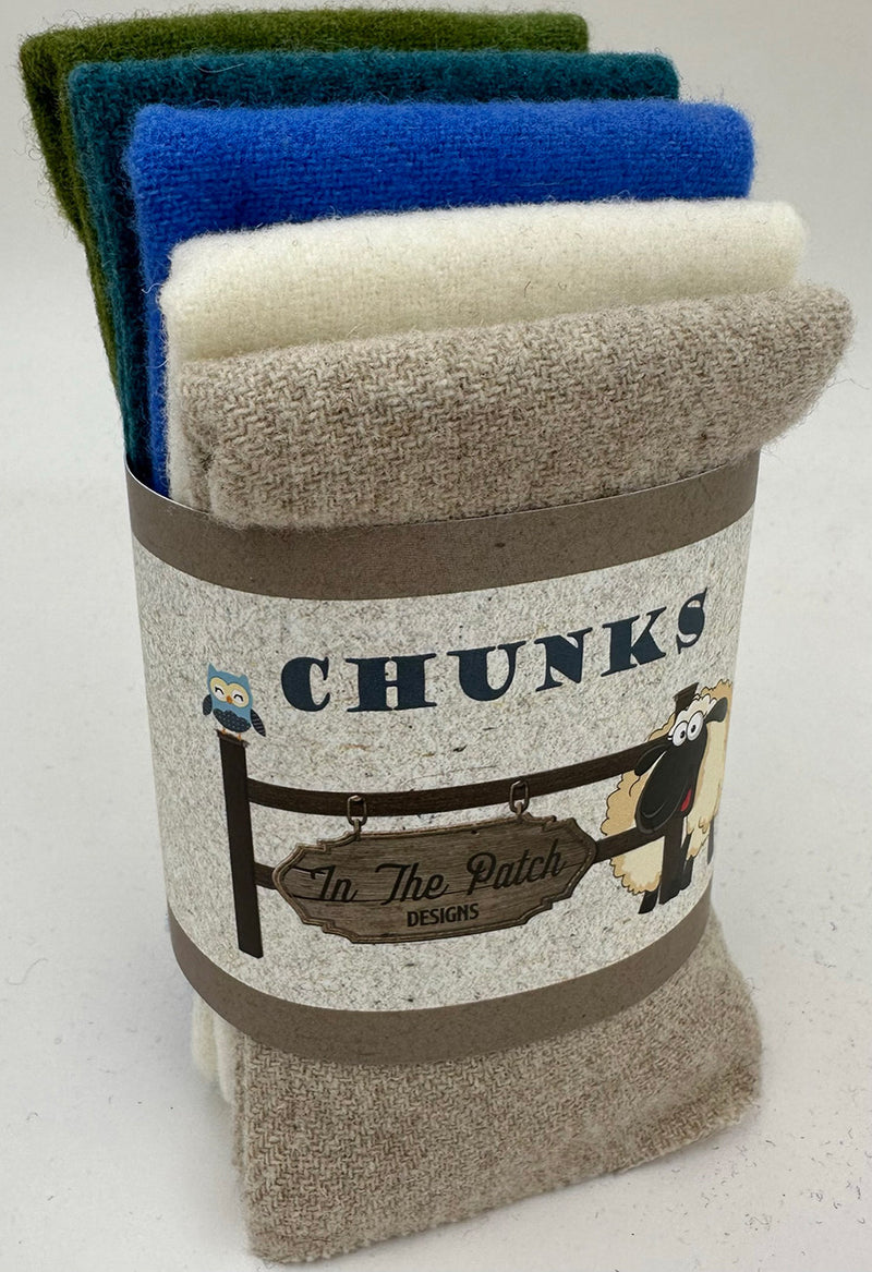 Seaside Wool Chunks 5pc 9in x 10in