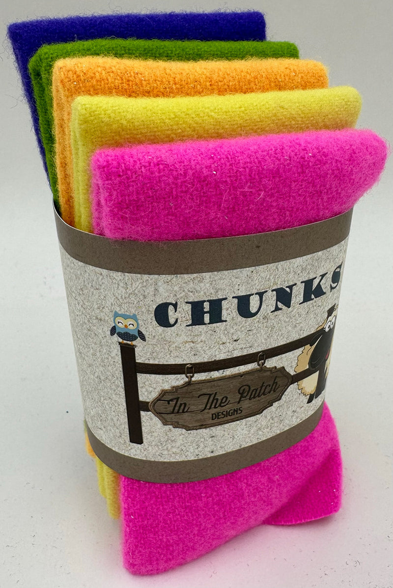 80's Neon Wool Chunks 5pc 9in x 10in