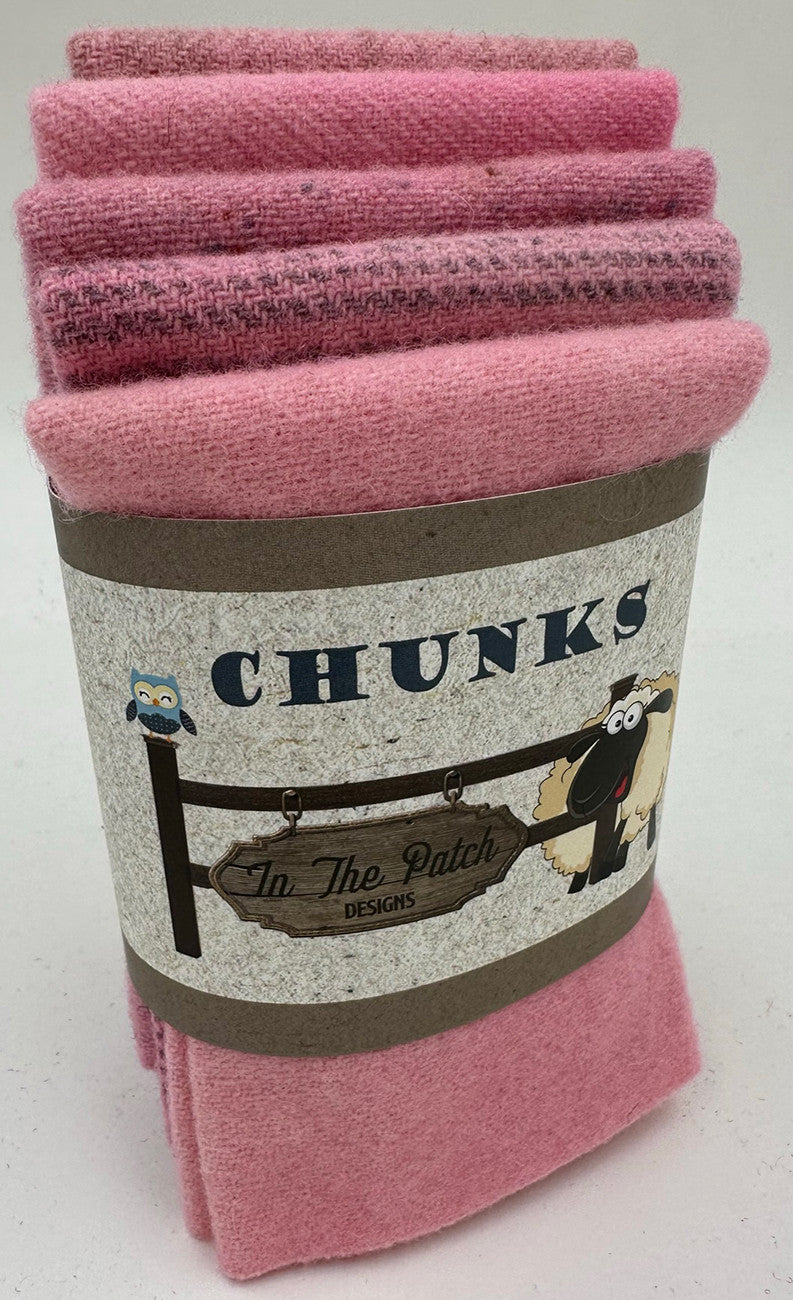 Forever Pink Wool Chunks 5pc 9in x 10in