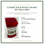 Product Specifications – Cherry Sour Wool Chunks 5pc 9in x 10in