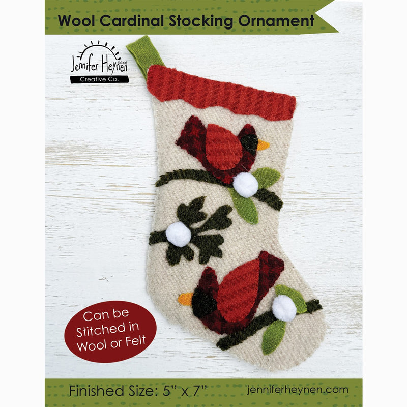 Wool Cardinal Stocking Ornament Sewing Pattern