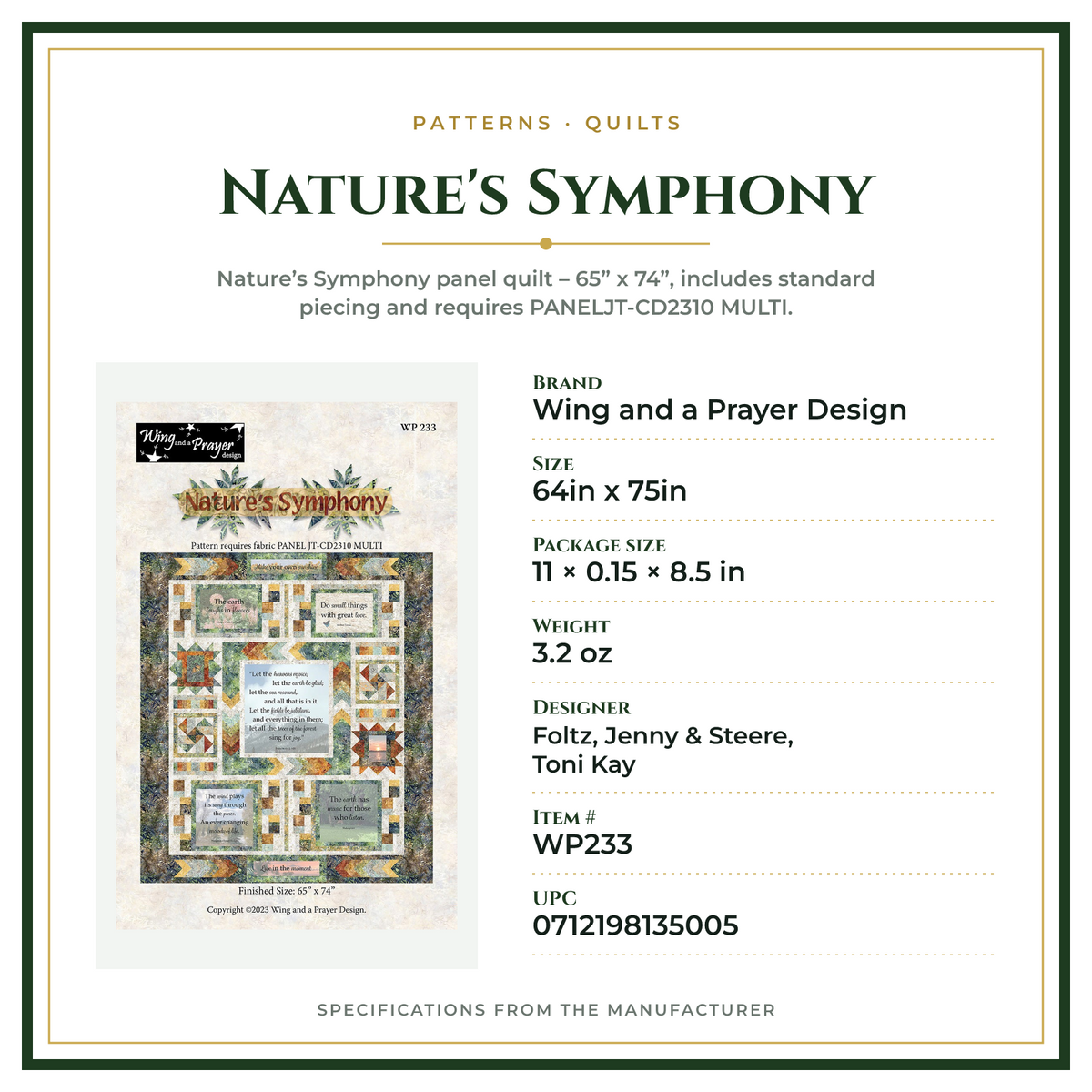 Product Specifications – Nature's Symphony