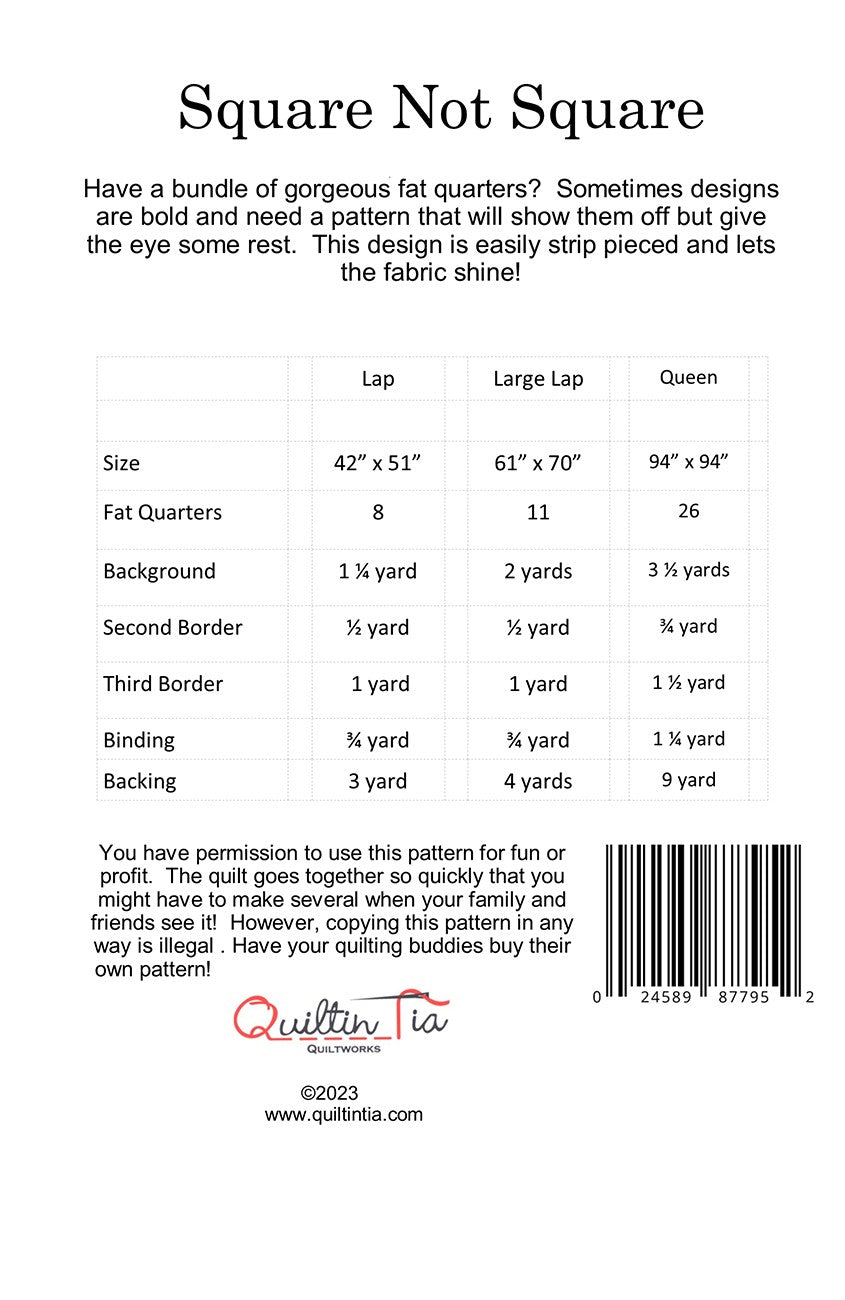 Square Not Square Fat Quarter Quilt Pattern