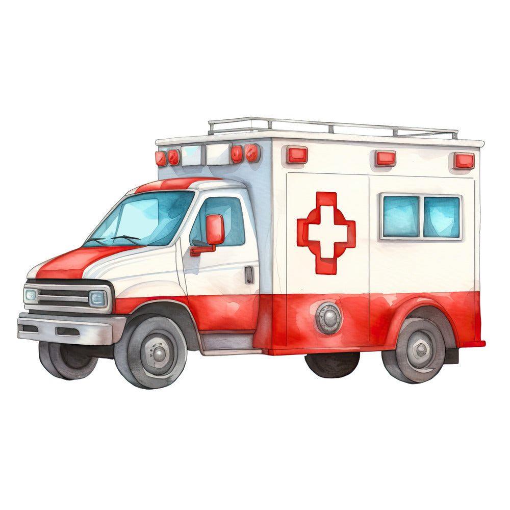 Watercolor Ambulance Fabric Panel