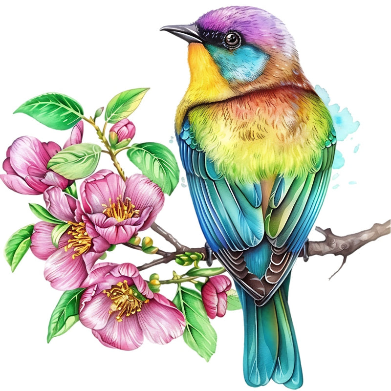 Watercolor Birds on a Branch Fabric Fabric Panel 23