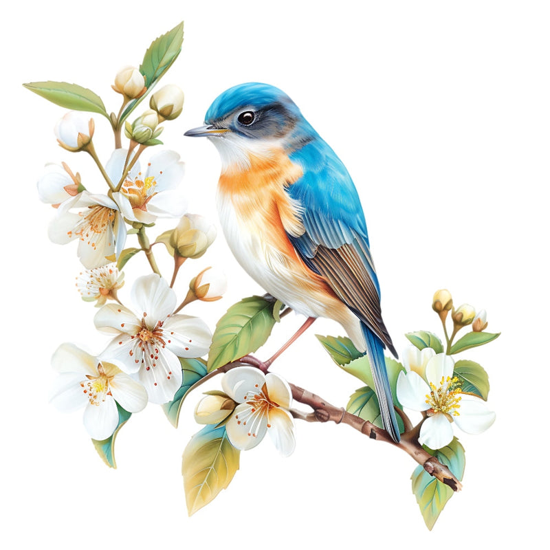 Watercolor Birds on a Branch Fabric Fabric Panel 5