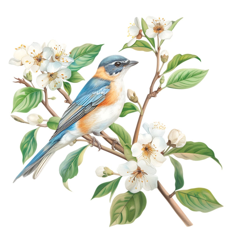 Watercolor Birds on a Branch Fabric Fabric Panel 7