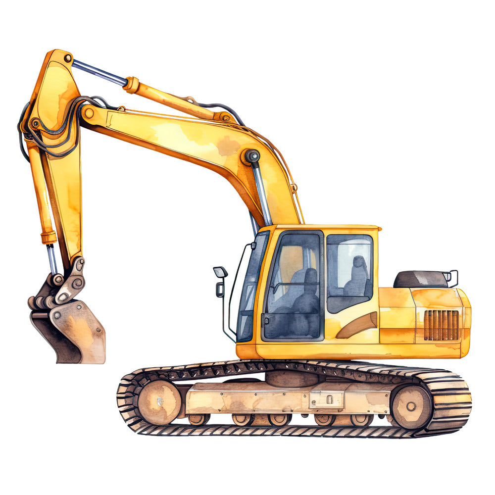Watercolor Excavator Fabric Panel
