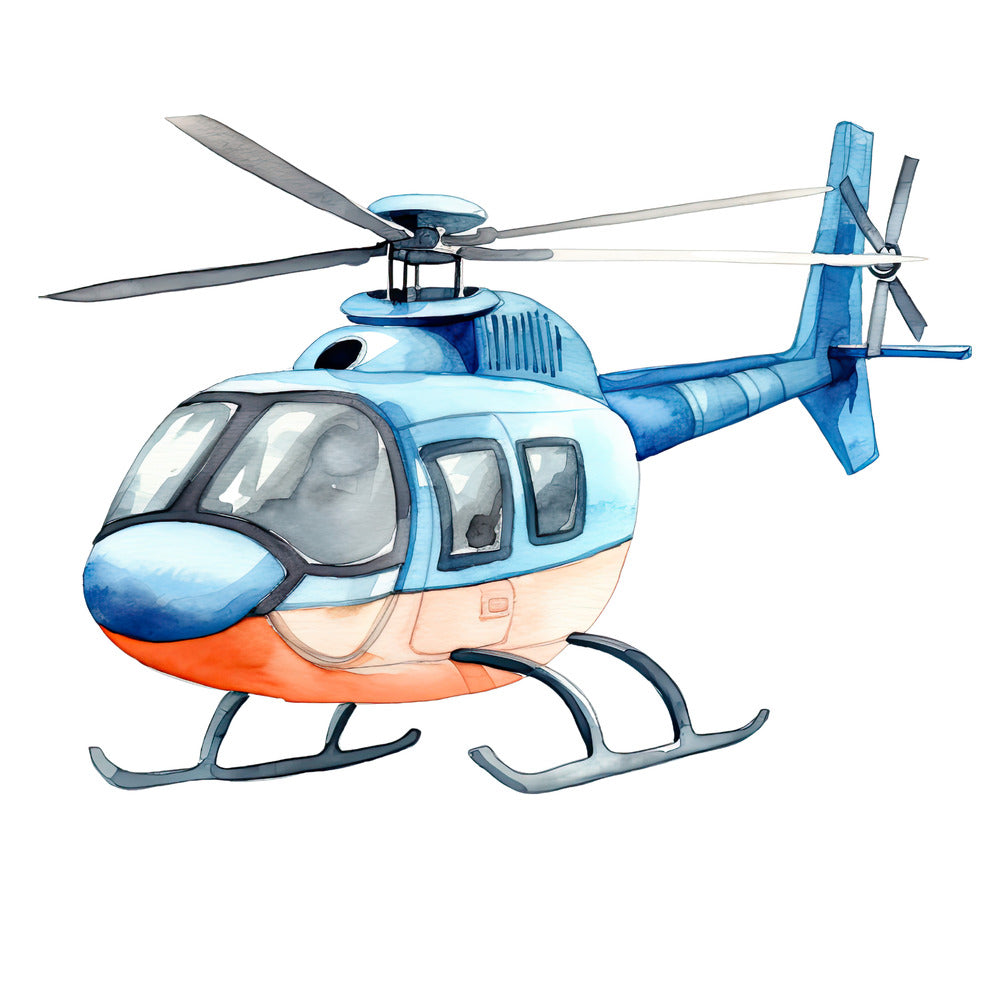 Watercolor Helicopter Fabric Panel