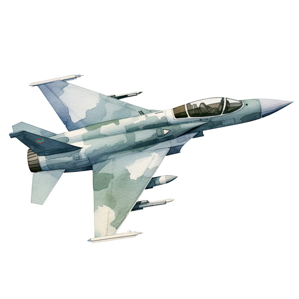 Watercolor Jet Fighter Fabric Panel