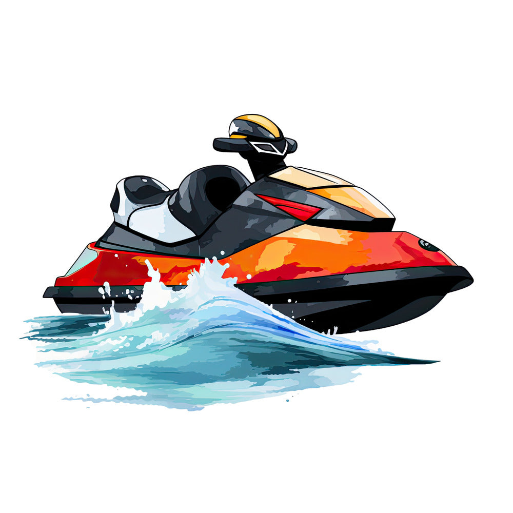 Watercolor Jetski Fabric Panel