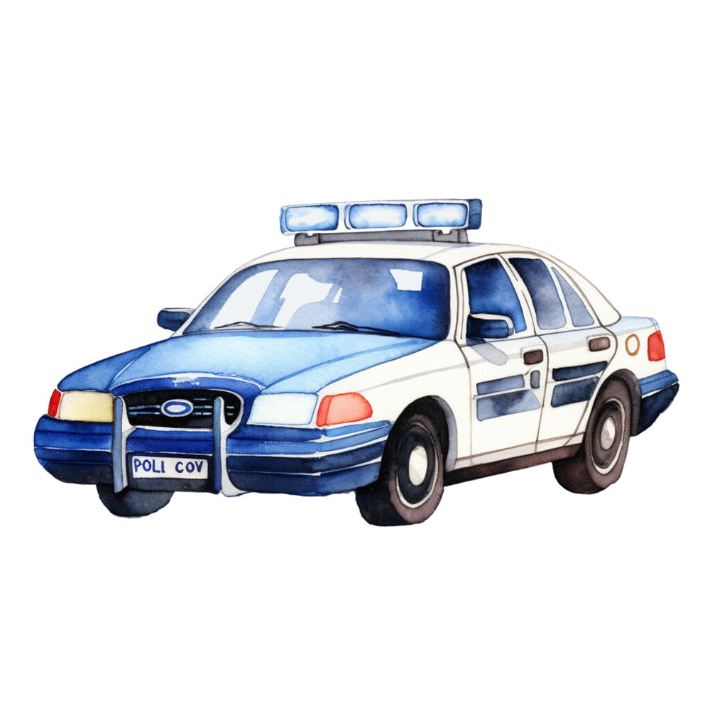 Watercolor Police Car Fabric Panel
