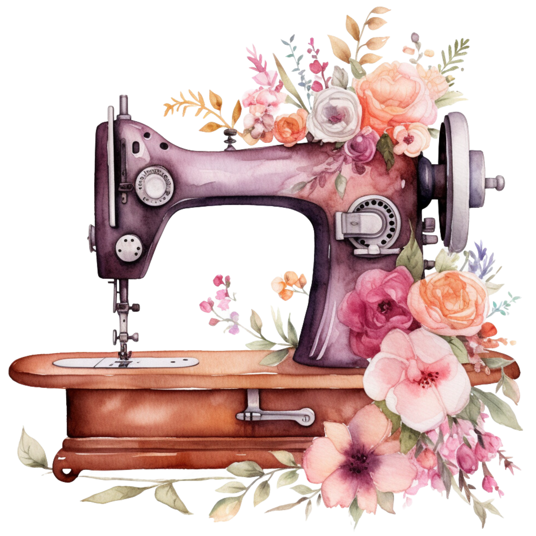 Watercolor Sewing Machines Fabric Panel 5