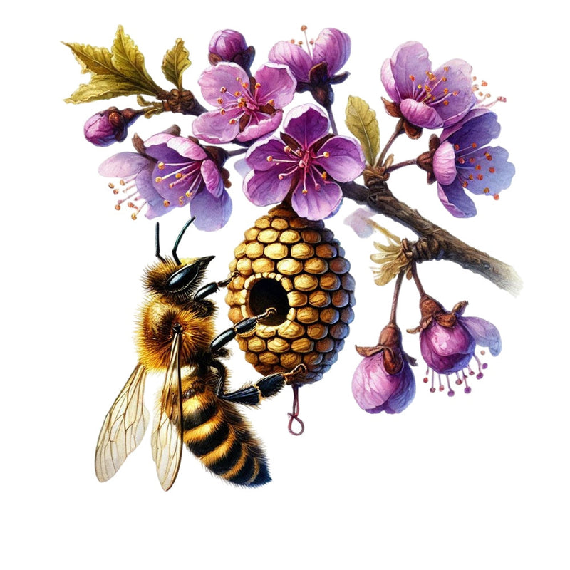 Watercolor Spring Bees Fabric Panel 26