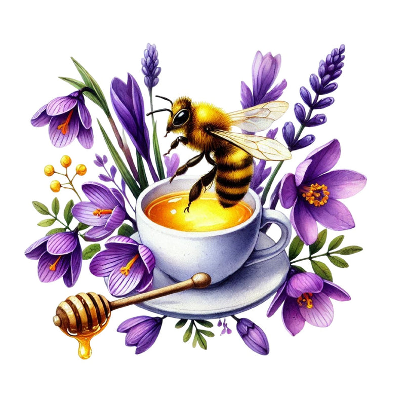 Watercolor Spring Bees Fabric Panel 32