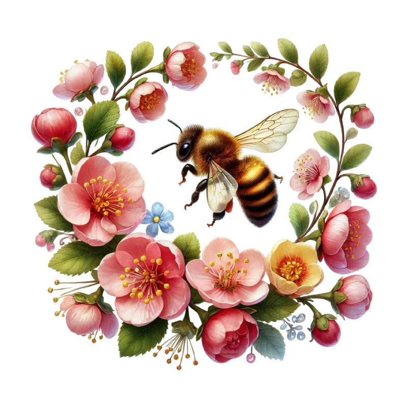 Watercolor Spring Bees Fabric Panel 4