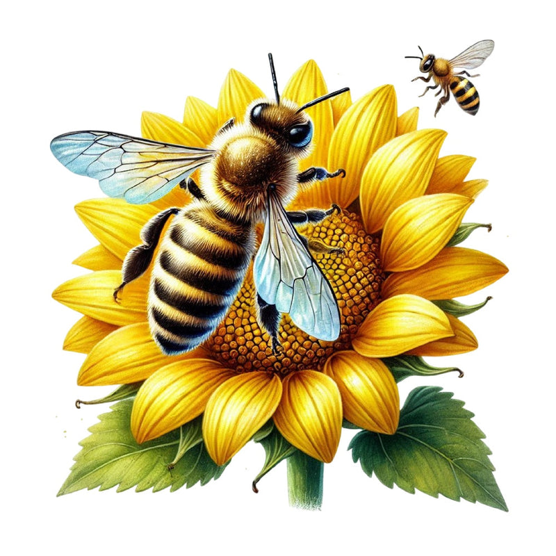 Watercolor Spring Bees Fabric Panel 9