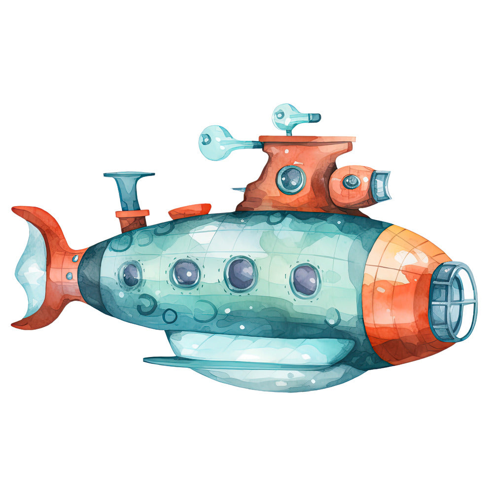 Watercolor Submarine Fabric Panel