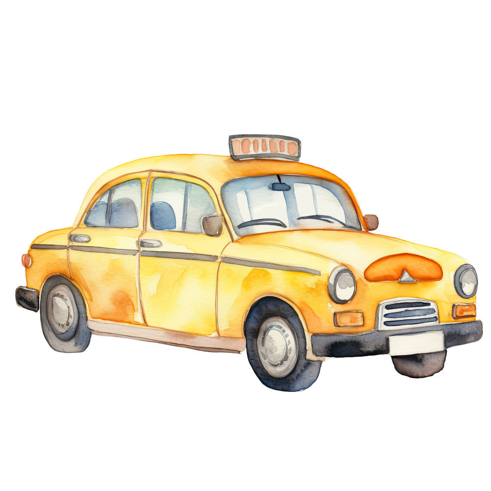 Watercolor Taxi Fabric Panel