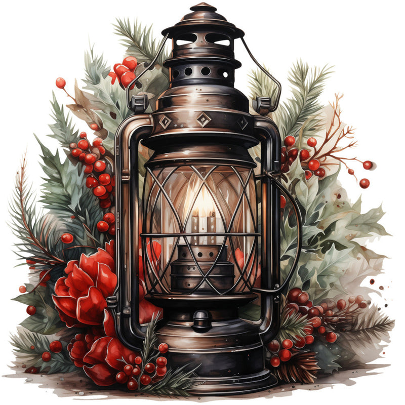 Winter Lantern 11 Fabric Panel