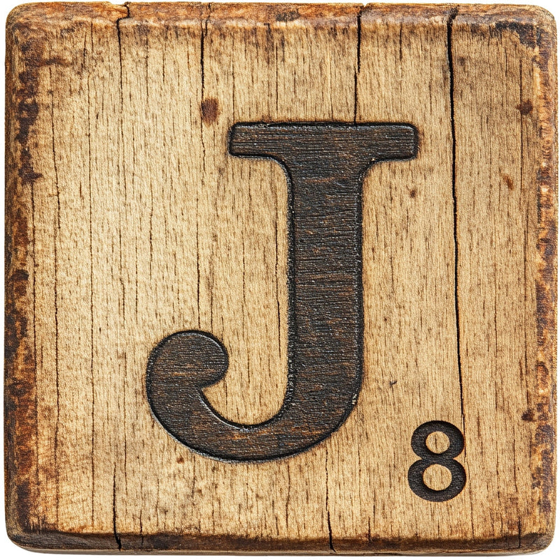 Wood Letter J Blocks Fabric Panel